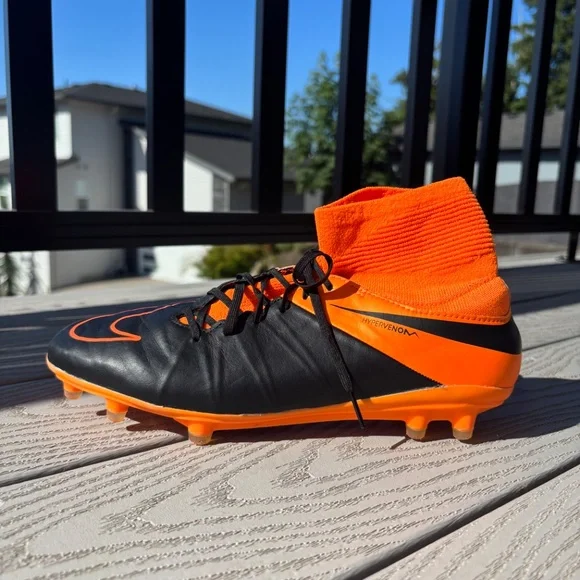 Nike Hypervenom Phantom II AG Leather Black And Orange Men's Size 8